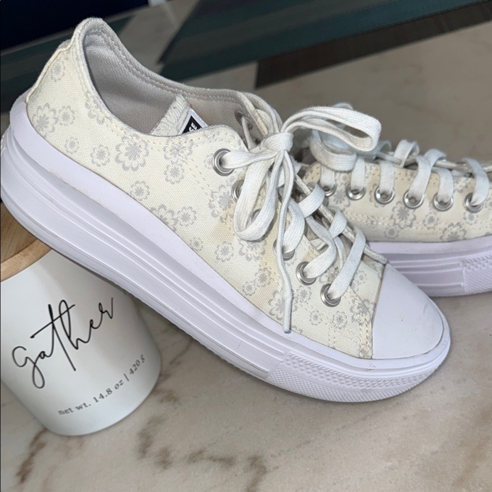 Converse Women's Cream Floral Sneakers